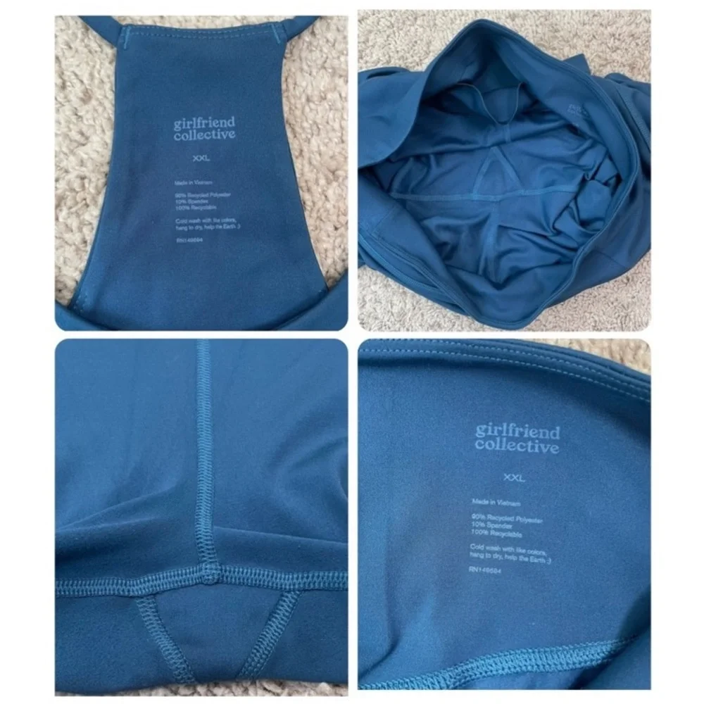Girlfriend Collective Cleo Bra and High-Rise Leggings Set Size XXL Blue Green - Picture 9 of 16